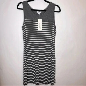 💃🏻 SALE NWT Sleeveless Grey White Striped Dress​​